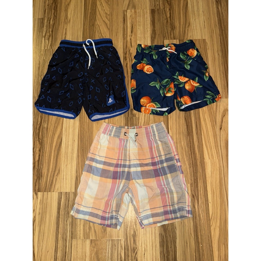 Sony PlayStation GAP Kids Old Navy Boys Swim Trunks Sz 6/7 6 7 Lot EUC